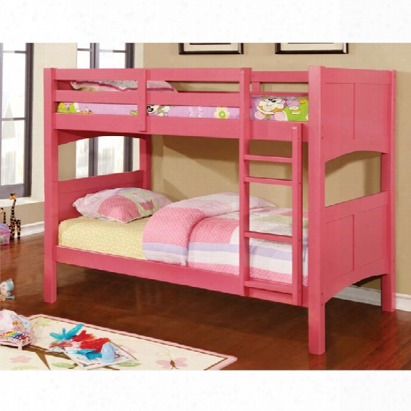 Furniture Of America Schwing Twin Over Twin Bunk Bed In Pink