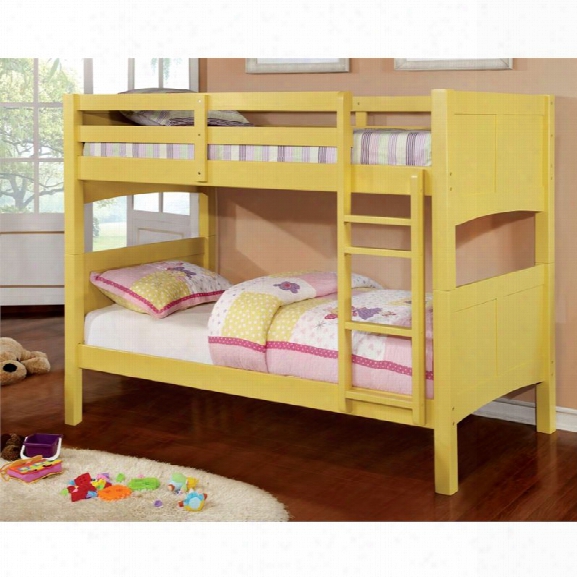 Furniture Of America Schwihg Twin Over Twin Bunk Bed In Yellow