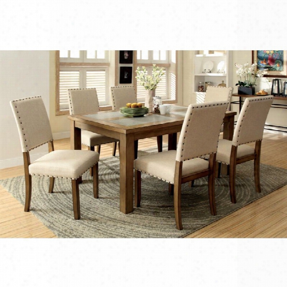 Furniture Of America Spier 7 Piece Dining Set In Natural Wood