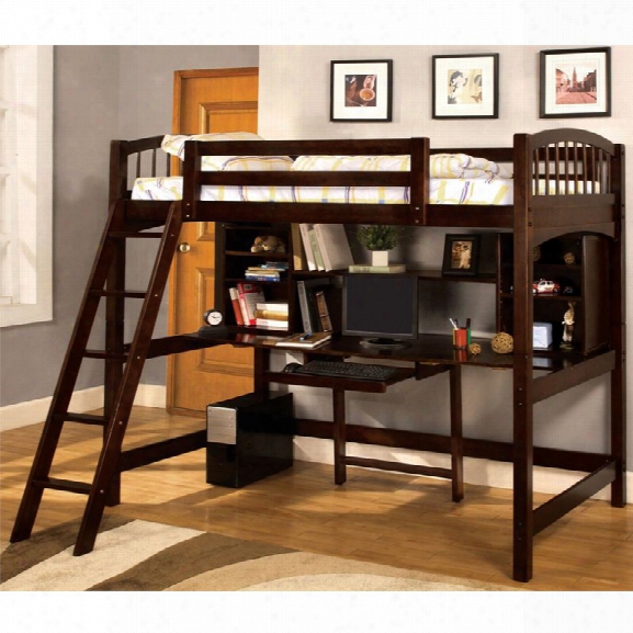 Furniture Of America Tulias Workstation Loft Bed In Espresso