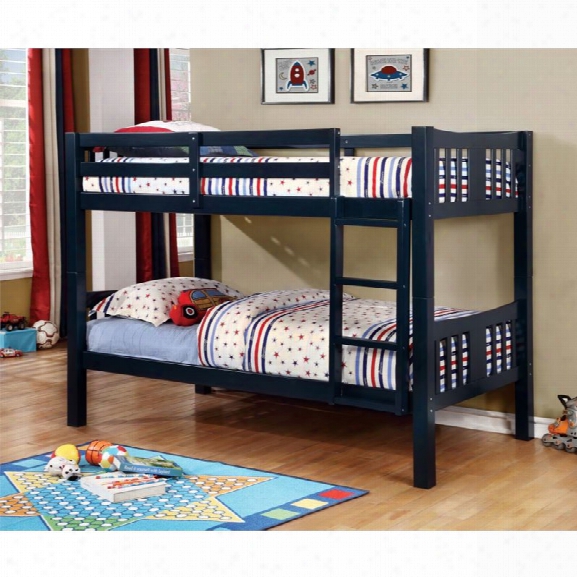 Furniture Of America Yasmine Twin Over Twin Bunk Bed In Dark Blue