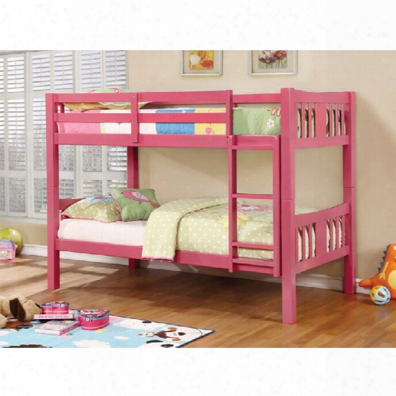 Furniture Of America Yasmine Twin Over Twin Bunk Bed In Pink