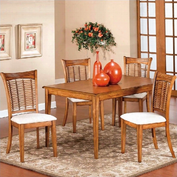 Hillsdale Bayberry 5 Piece Rectangular Dining Table Set In Oak Finish