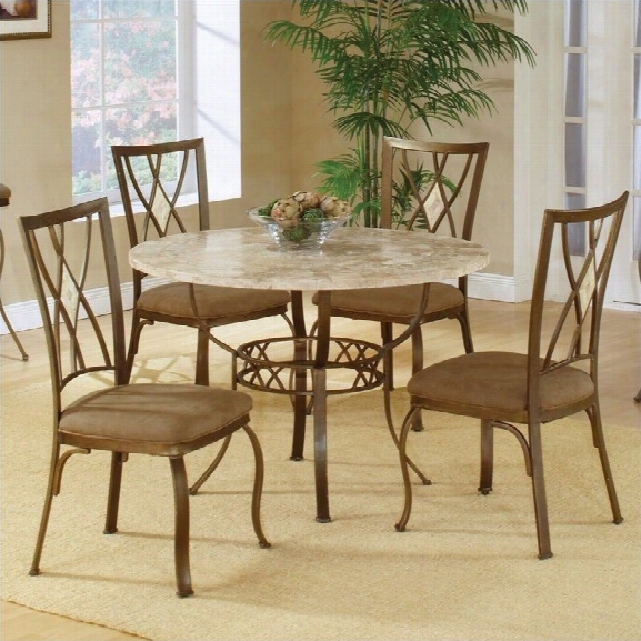 Hillsdale Brookside 5 Piece Round Dinette Set With Diamond Back Chairs