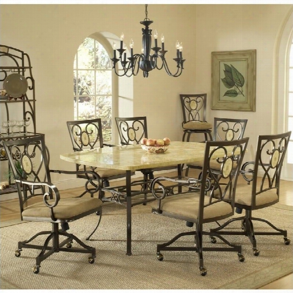 Hillsdale Brookside 7 Piece Dining Set With Oval Caster Chairs