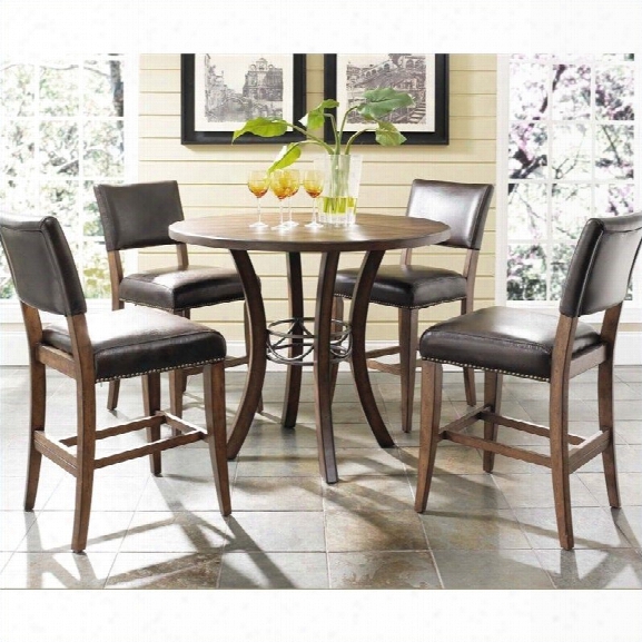 Hillsdale Cameron 5 Pc Counter Height Round Pub Set W/ Parson Stools