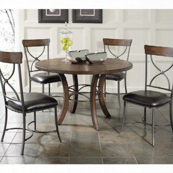 Hillsdale Cameron 5 Piece Round Wood Dinig Set With X Back Chairs