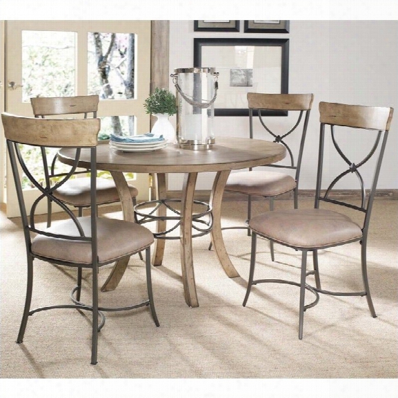 Hillsdale Charleston 5 Piece Round Wood Dining Set W/ X Back Chairs