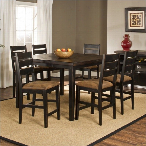 Hillsdale Killadney 7 Piece Dining Set In Black And Antique Brown