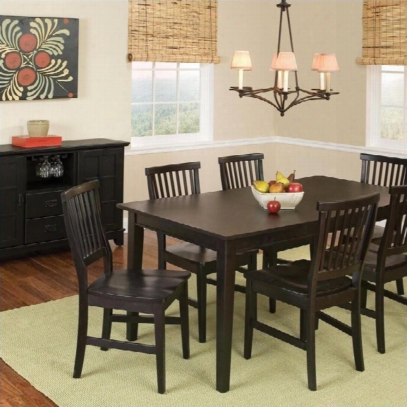 Home Styles Arts & Crafts 8 Piece Dining Set With Buffet In Ebony