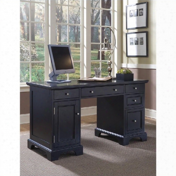 Home Styles Bedford Pedestal Computer Desk In Ebony