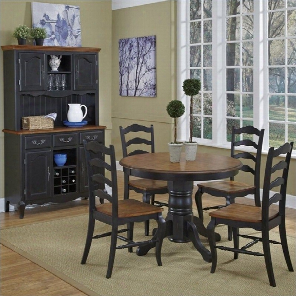 Home Styles French Countryside 5 Pieces Dining Set In Oak And Rubbed Black