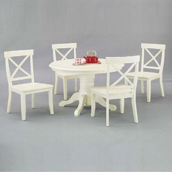 Home Styles Furniture 5 Piece Round Dining Table Set In Antique White