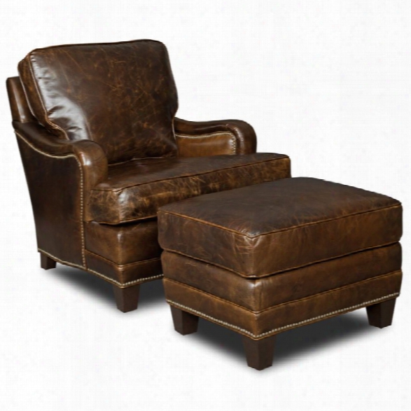 Hooker Furniture Covington Parish Leathe Rclub Chair In Dark Wood