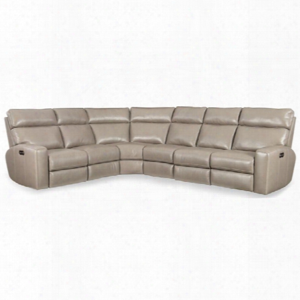 Hooker Furniture Mowry 4 Piece Leather Power Motion Sectional In Cream