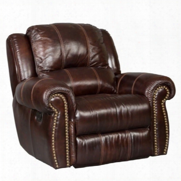 Hooker Furniture Seven Seas Leather Glider Recliner In Saddle Brown