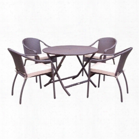 Jeco 5 Piece Wicker Table Dining Set In Tan