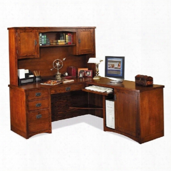 Kathy Ireland By Martin Mission Pasadena L-shape Desk With Hutch In Cherry