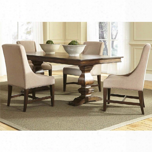 Liberty Furniture Armand 5 Piece Trestle Dining Set In Brownstone