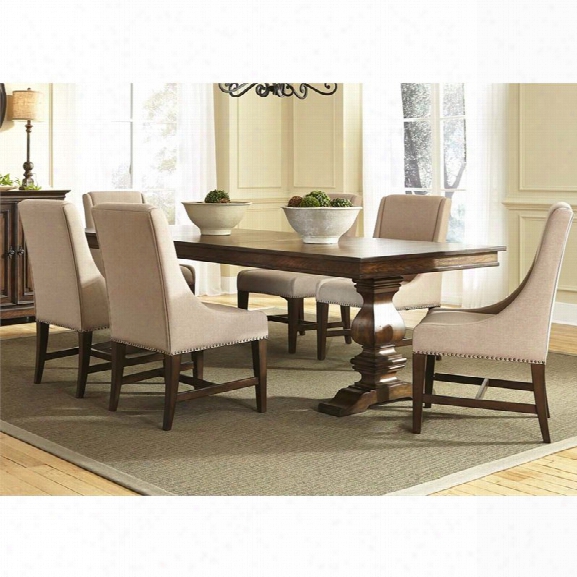 Liberty Furniture Armand 7 Piece Trestle Dining Set In Brownstone