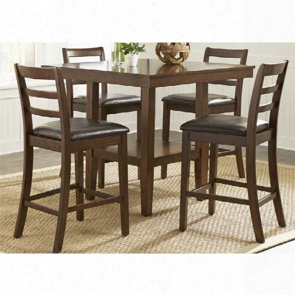 Liberty Furniture Bradshaw 5 Piece Counter Height Dining Set In Russet