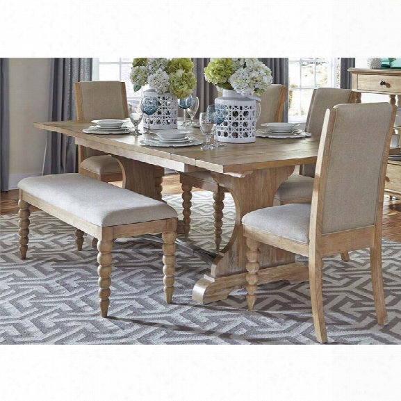 Liberty Furniture Harbor View 6 Piece Trestle Dining Set In Sand