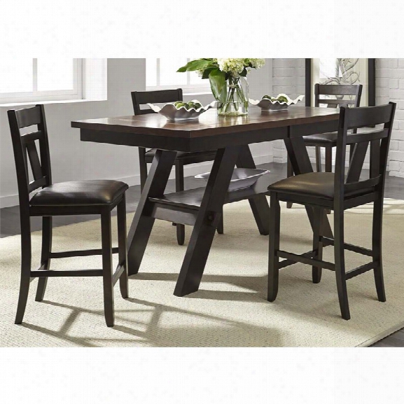 Liberty Furniture Lawson 5 Piece Counter Height Dining Set In Espresso