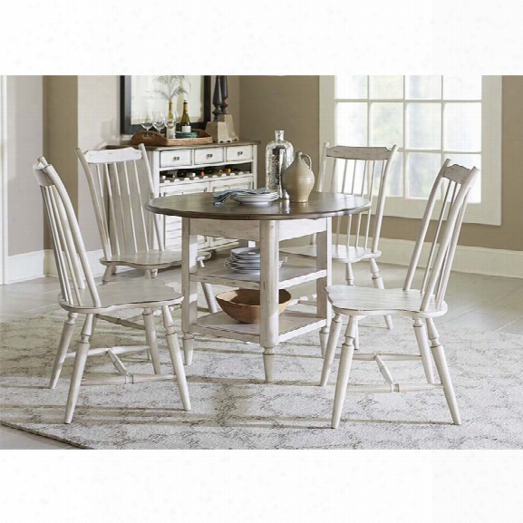 Liberty Furniture Oak Hill 5 Piece Drop Leaf Dining Set In White