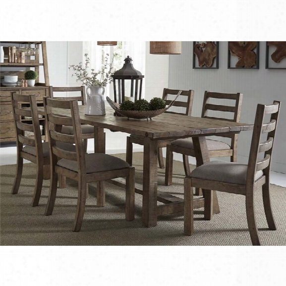 Liberty Furniture Prescott Valley 7 Piece Trestle Dining Set In Honey