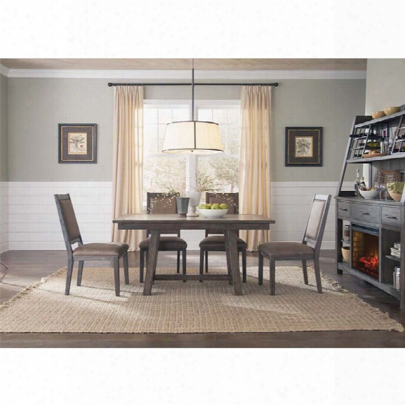 Liberty Furniture Stone Brook 7 Piece Trestle Dining Set In Saddle