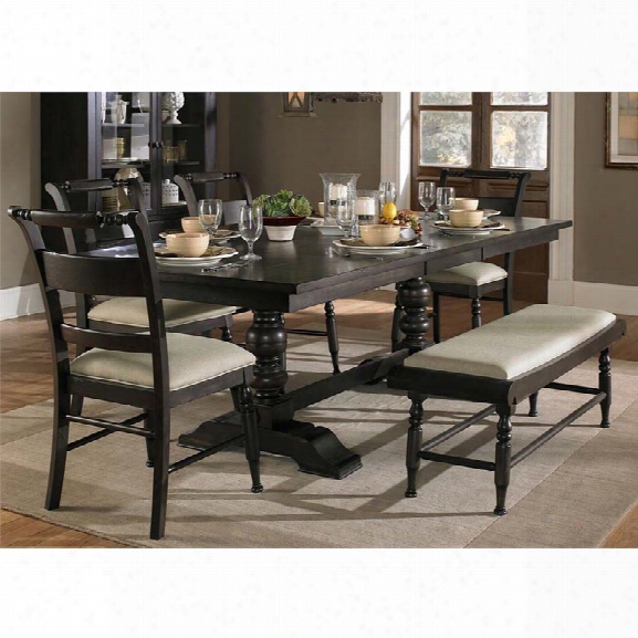 Liberty Furniture Whitney 6 Piece Trestle Dining Set In Black Cherry