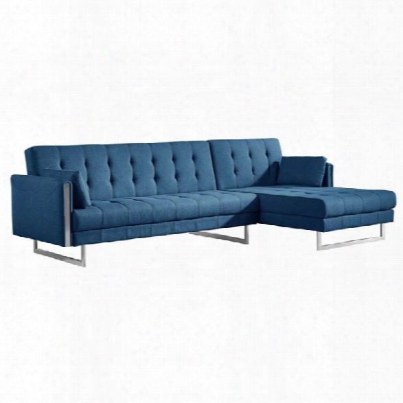 Maklaine Left Facing Sleeper Sectional In Blue