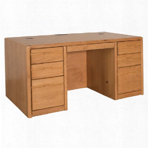 Martin Furniture Contemporary 60 Double Pedestal Desk In Medium Oak