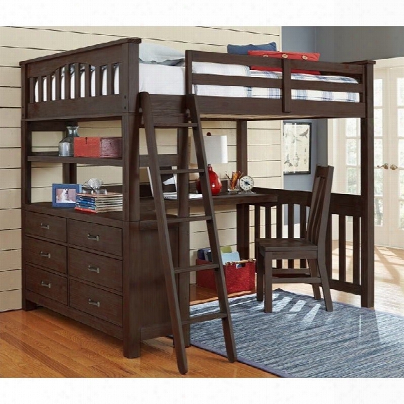 Ne Kids Highlands Full Loft Bed With Desk In Espresso