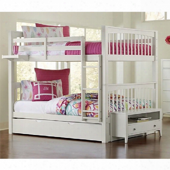 Ne Kids Pulse Full Over Full Slat Bunk Bed With Trundle In White