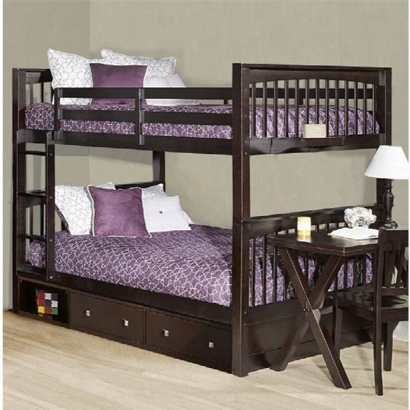 Ne Kids Pulse Full Over Full Storage Slat Bunk Bed In Chocolate