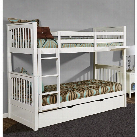 Ne Kids Pulse Twin Over Twin Slat Bunk Bed With Trundle In White