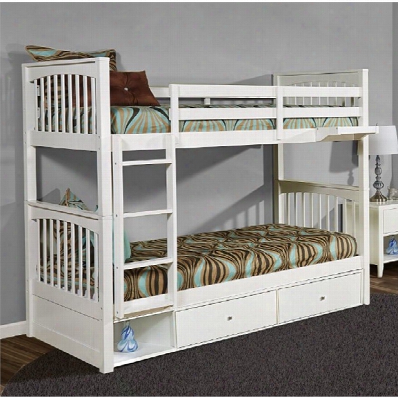 Ne Kids Pulse Twin Over Twin Storage Slat Bunk Bed In White