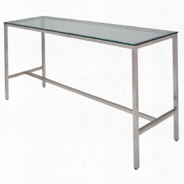 Nuevo Verona Glass Top Pub Table In Silver