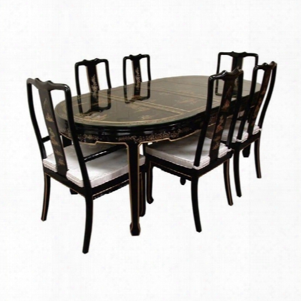 Oriental Furniture Dining Table Set In Black