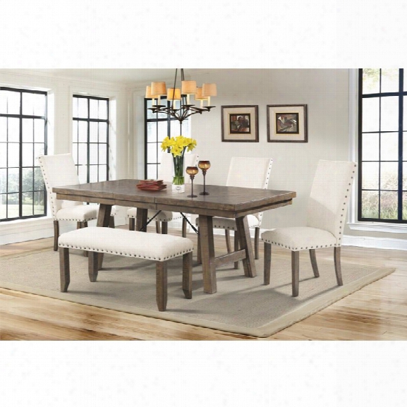 Picket House Furnishings Dex 6 Piece Dining Set In Walnut And Cream