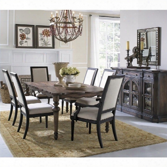 Pulaski Accentrics Home Lucia Leg Table And Chairs With Sideboard 8 Pc Set