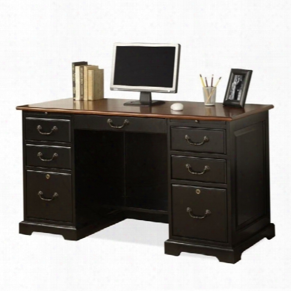 Riverside Furniture Bridgeport 54 Flat Top Desk In Antique Black