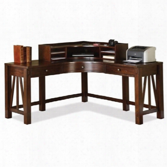 Riverside Furniture Castlewood Corner Desk With Hutch In Warm Tobacco