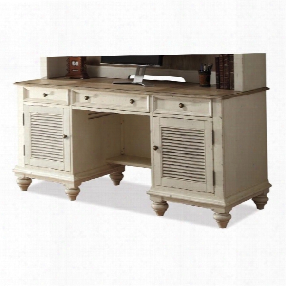 Riverside Furniture Coventry Shutter Door Credenza In Weathered Driftwood And Dover White