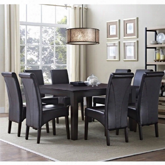 Simpli Home Avalon 9 Piece Dining Set In Brown