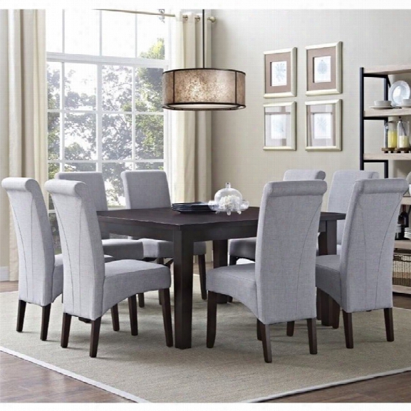 Simpli Home Avalon 9 Piece Dining Set In Dove Gray