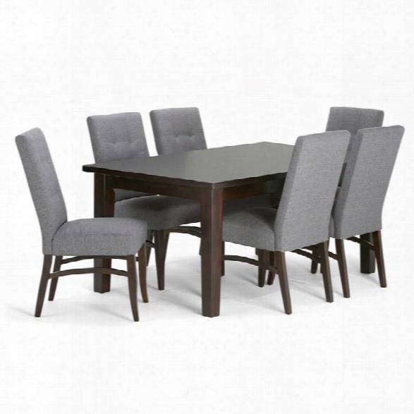 Simpli Home Ezra 7 Piece Dining Set In Slate Gray