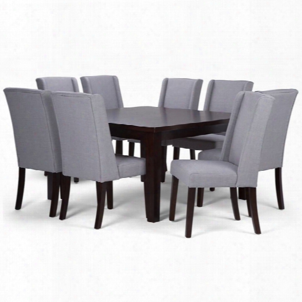 Simpli Home Sotherby 9 Piece Square Dining Set In Dove Gray