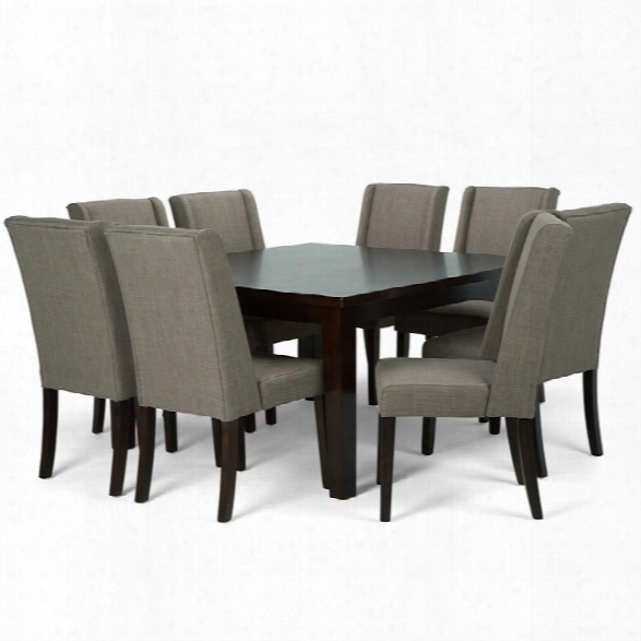 Simpli Home Sotherby 9 Piece Square Dining Set In Light Mocha